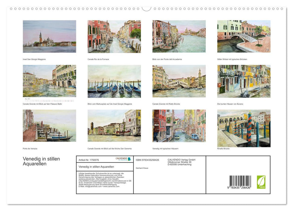 Venedig in stillen Aquarellen (CALVENDO Premium Wandkalender 2025)