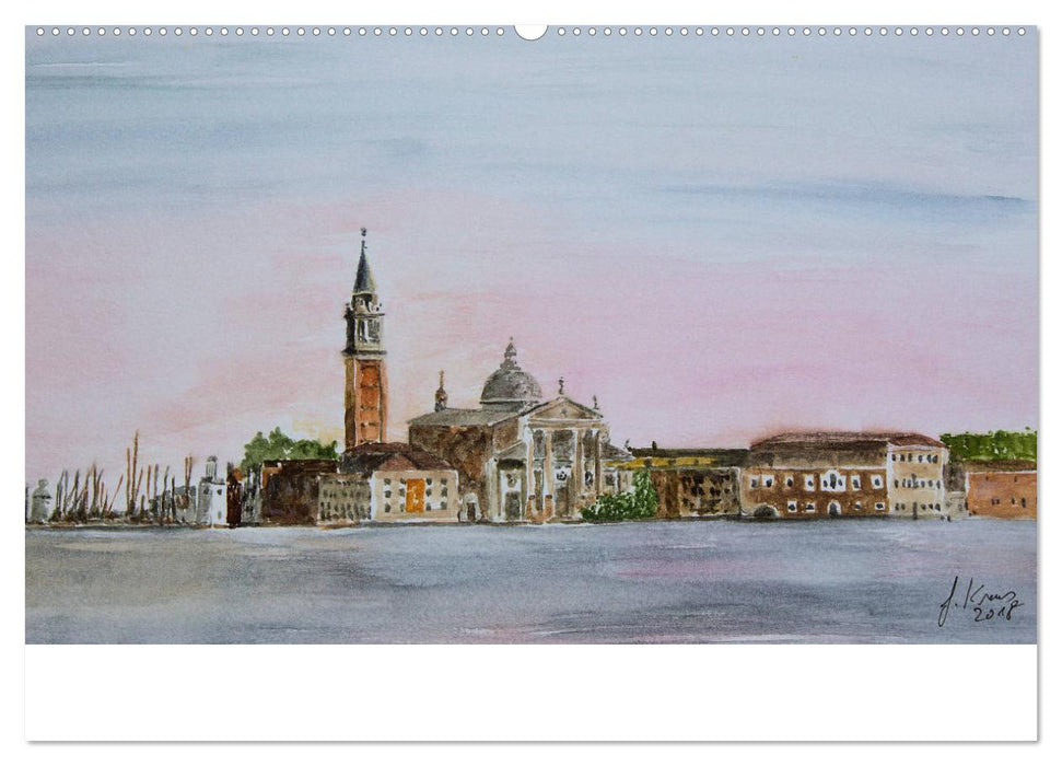 Venedig in stillen Aquarellen (CALVENDO Premium Wandkalender 2025)