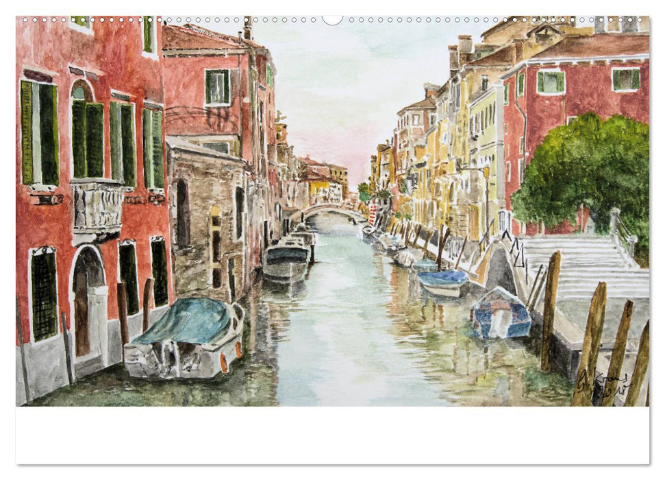 Venedig in stillen Aquarellen (CALVENDO Premium Wandkalender 2025)