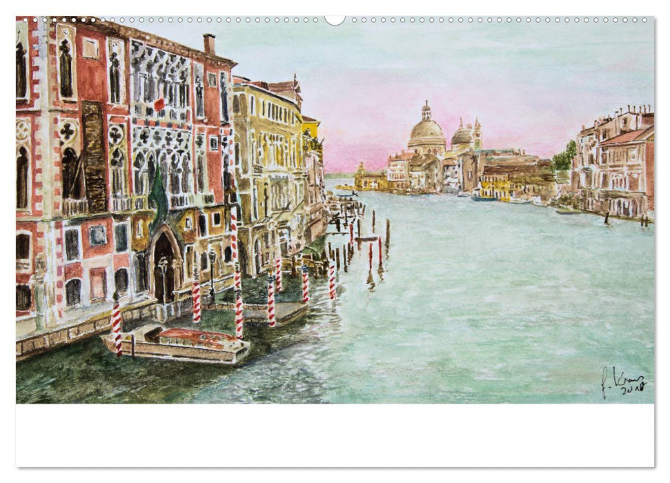 Venedig in stillen Aquarellen (CALVENDO Premium Wandkalender 2025)