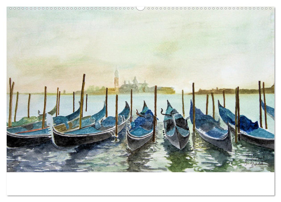 Venedig in stillen Aquarellen (CALVENDO Premium Wandkalender 2025)