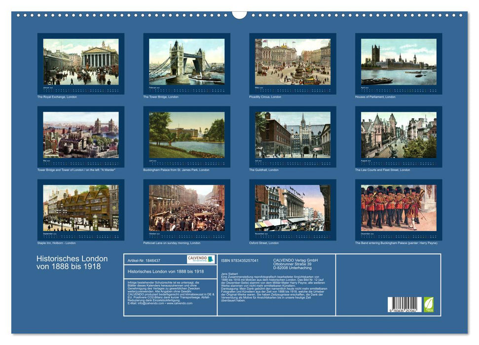 Historisches London von 1888 bis 1918 (CALVENDO Wandkalender 2025)