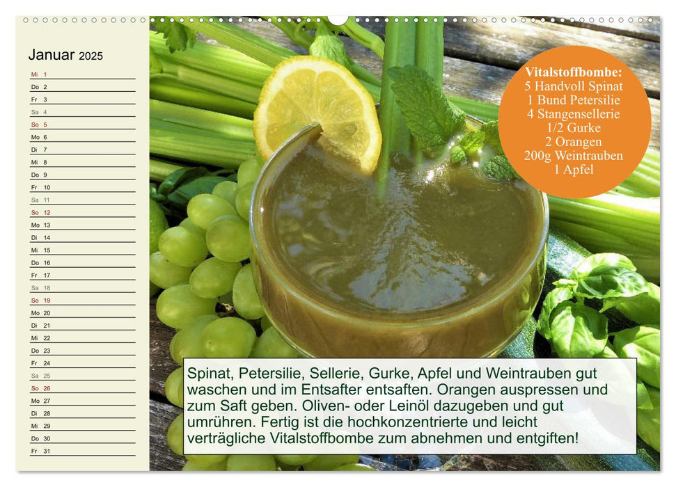 Obst- und Gemüsesäfte um gesund und vital zu bleiben! (CALVENDO Premium Wandkalender 2025)