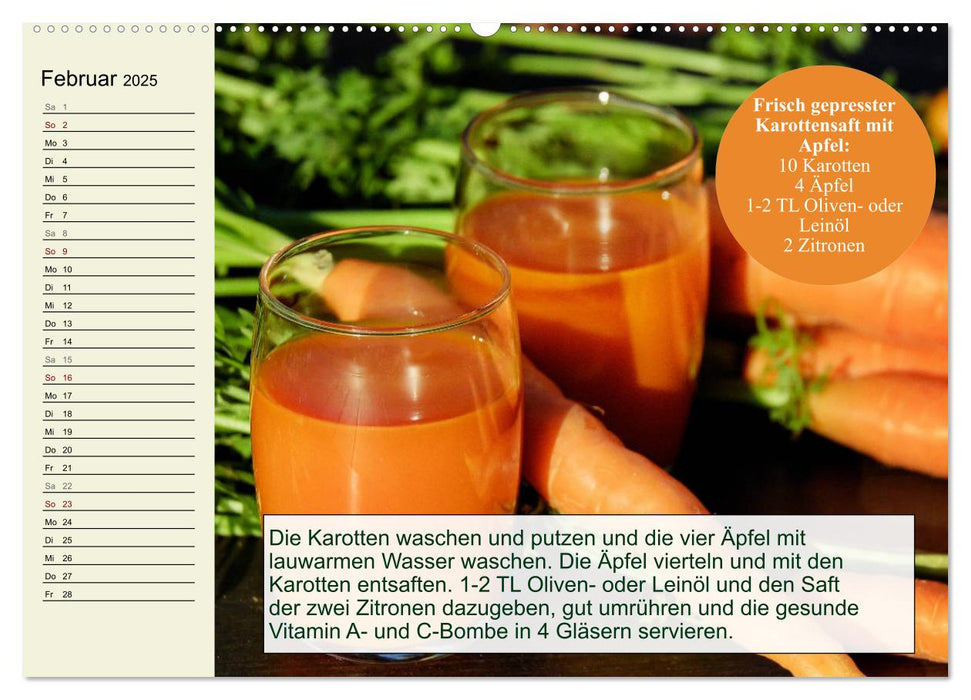 Obst- und Gemüsesäfte um gesund und vital zu bleiben! (CALVENDO Premium Wandkalender 2025)