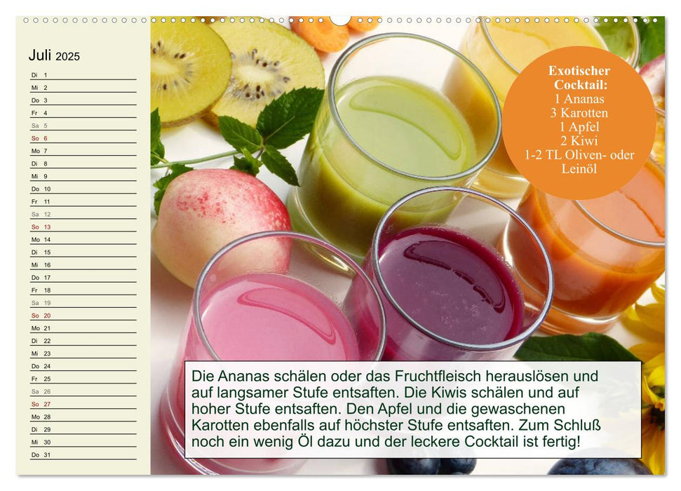 Obst- und Gemüsesäfte um gesund und vital zu bleiben! (CALVENDO Premium Wandkalender 2025)