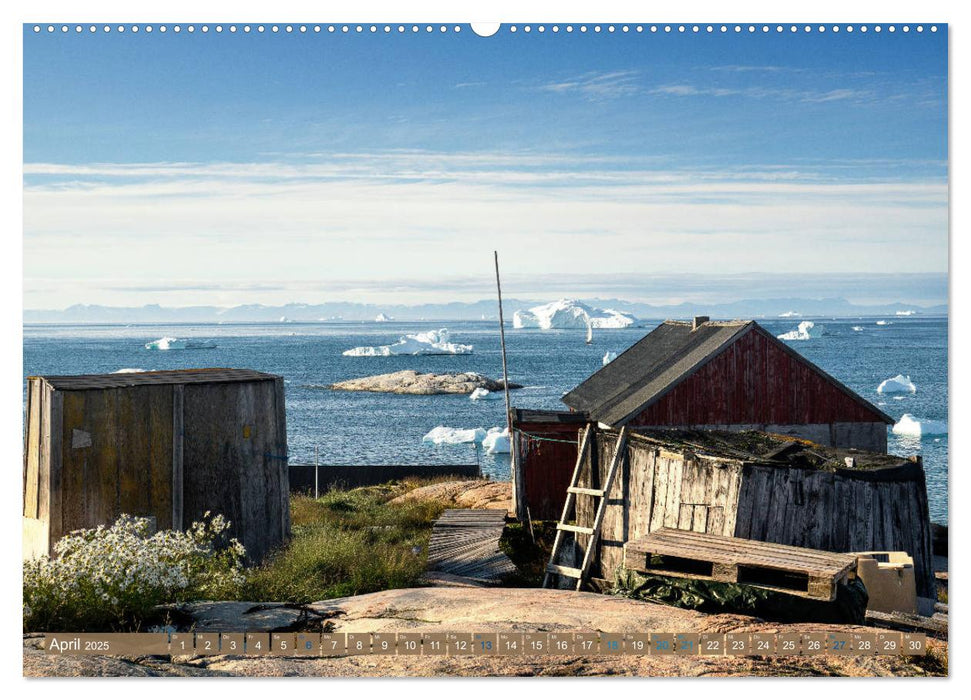 Grönland - Felsen, Eis und bunte Häuser (CALVENDO Premium Wandkalender 2025)