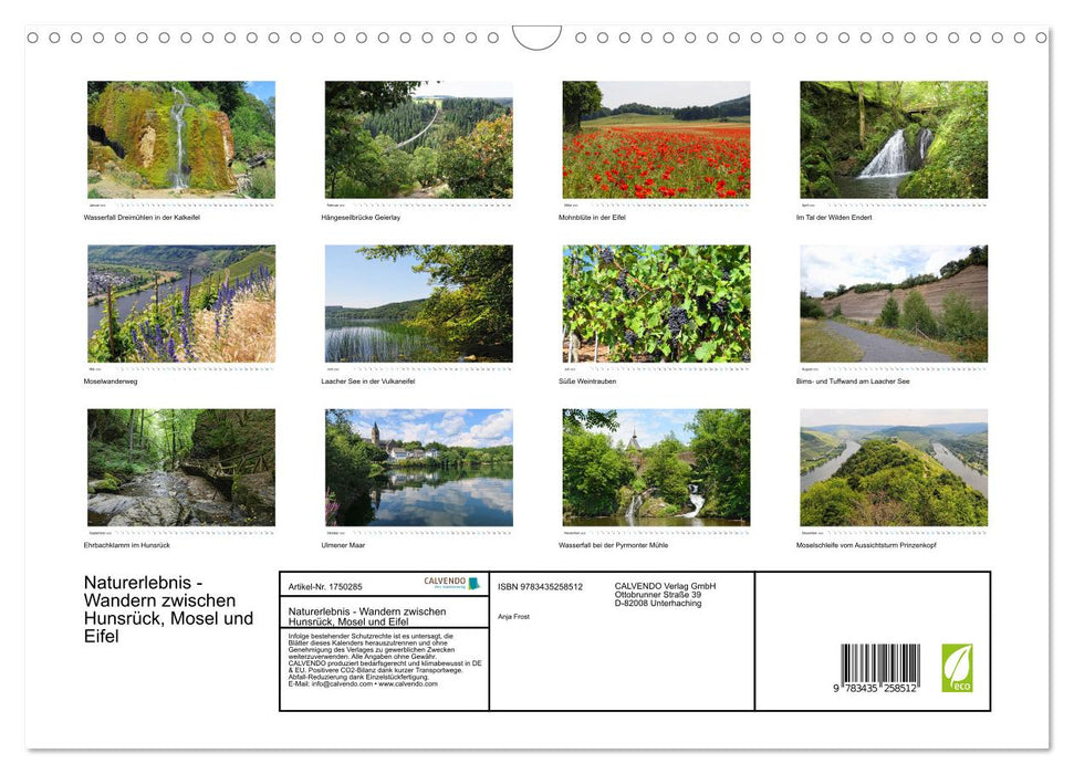 Naturerlebnis - Wandern zwischen Hunsrück, Mosel und Eifel (CALVENDO Wandkalender 2025)