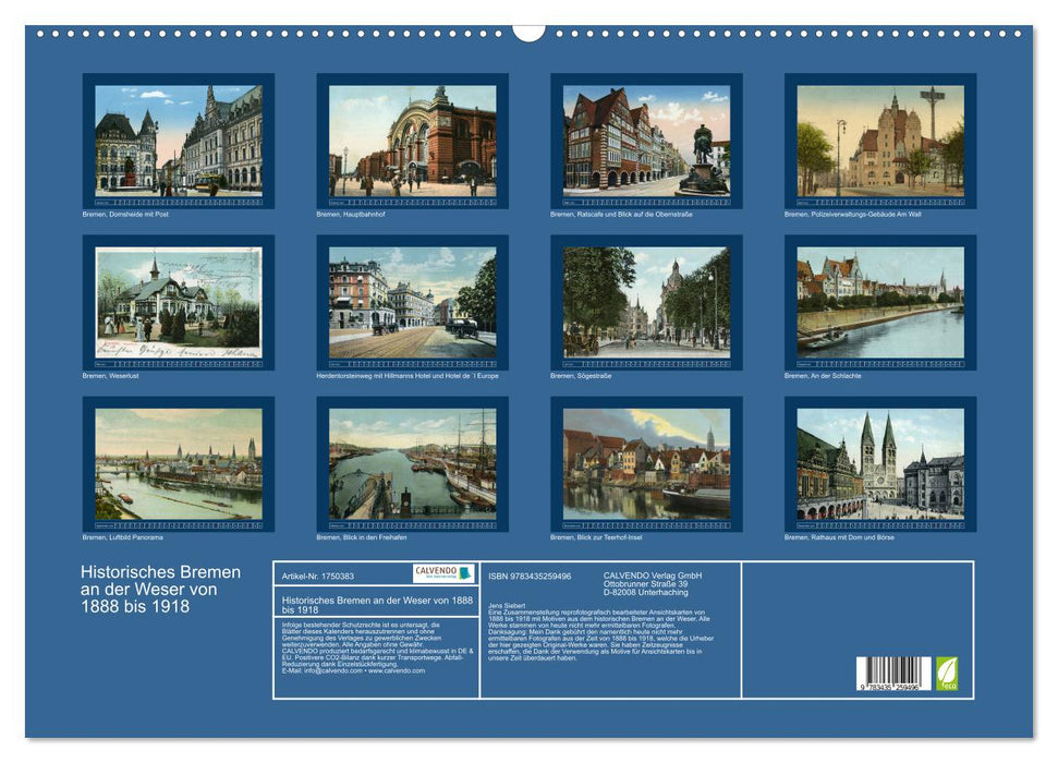 Historisches Bremen an der Weser von 1888 bis 1918 (CALVENDO Wandkalender 2025)