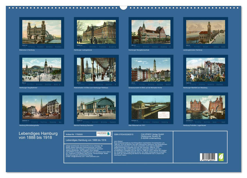 Lebendiges Hamburg von 1888 bis 1918 (CALVENDO Wandkalender 2025)