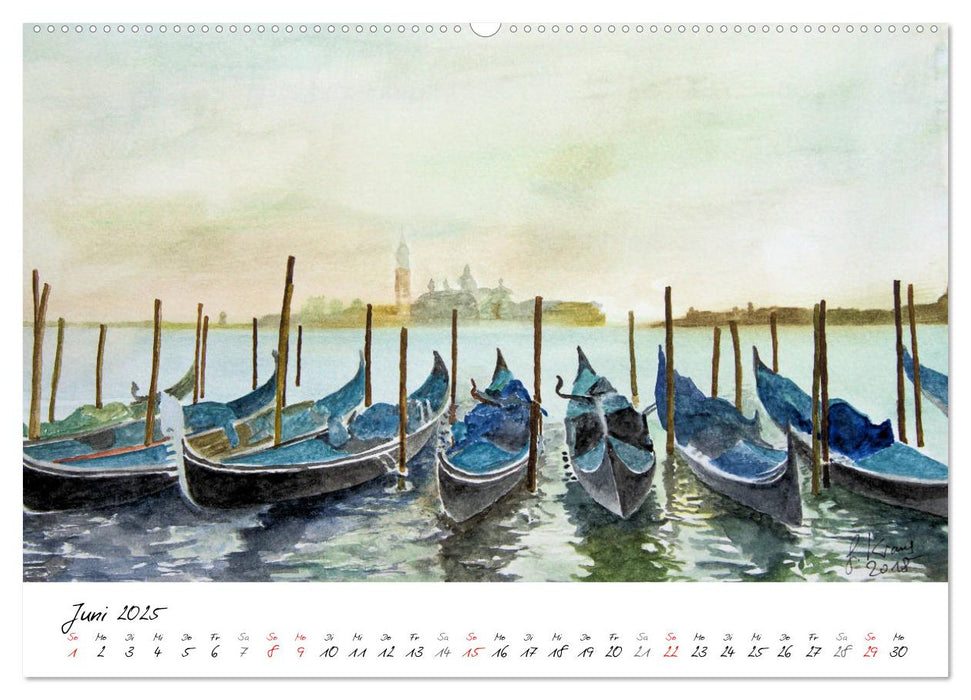 Venedig in stillen Aquarellen (CALVENDO Wandkalender 2025)