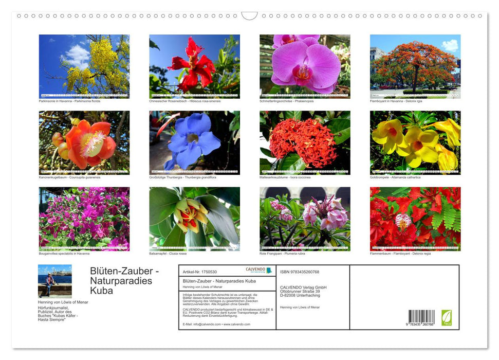 Blüten-Zauber - Naturparadies Kuba (CALVENDO Wandkalender 2025)