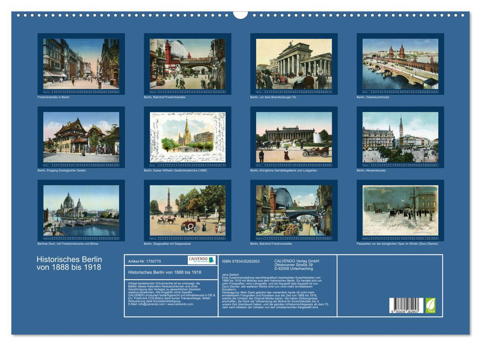 Historisches Berlin von 1888 bis 1918 (CALVENDO Wandkalender 2025)