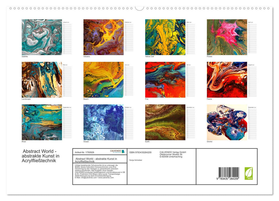 Abstract World - abstrakte Kunst in Acrylfließtechnik (CALVENDO Premium Wandkalender 2025)