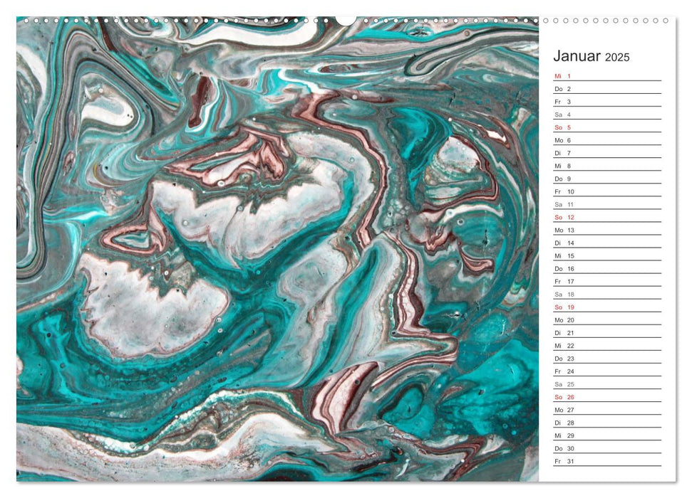 Abstract World - abstrakte Kunst in Acrylfließtechnik (CALVENDO Premium Wandkalender 2025)