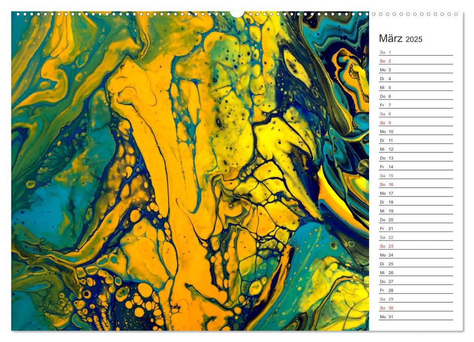 Abstract World - abstrakte Kunst in Acrylfließtechnik (CALVENDO Premium Wandkalender 2025)