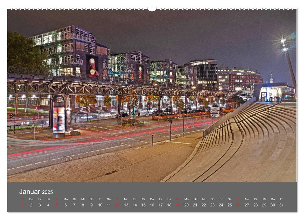 Nightwalk - Hamburg (CALVENDO Premium Wandkalender 2025)