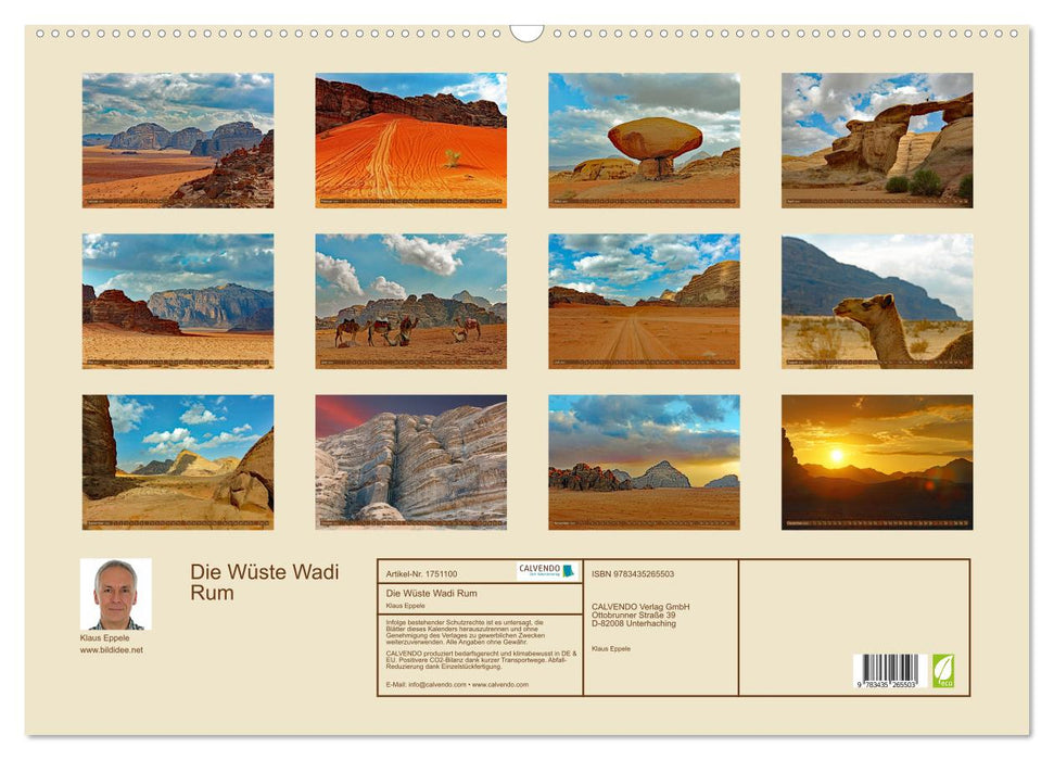 Die Wüste Wadi Rum (CALVENDO Wandkalender 2025)