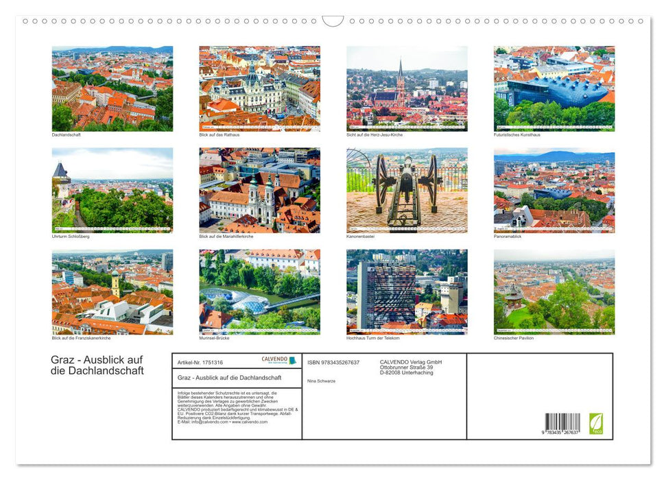 Graz - Ausblick auf die Dachlandschaft (CALVENDO Wandkalender 2025)