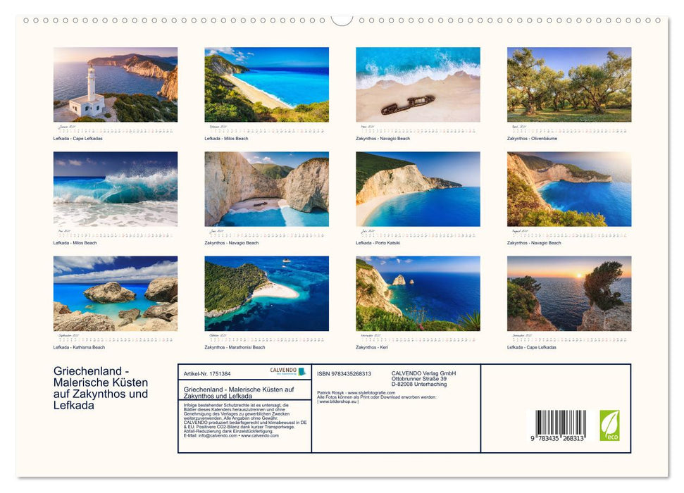 Griechenland - Malerische Küsten auf Zakynthos und Lefkada (CALVENDO Premium Wandkalender 2025)