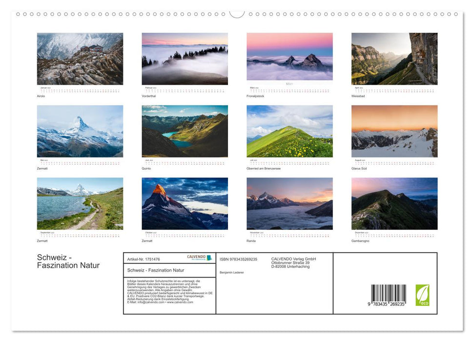 Schweiz - Faszination Natur (CALVENDO Premium Wandkalender 2025)