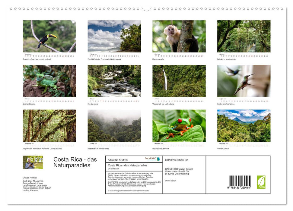 Costa Rica - das Naturparadies (CALVENDO Premium Wandkalender 2025)