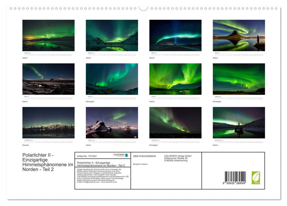 Polarlichter II - Einzigartige Himmelsphänomene im Norden - Teil 2 (CALVENDO Wandkalender 2025)