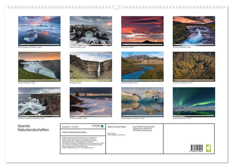 Islands Naturlandschaften (CALVENDO Wandkalender 2025)