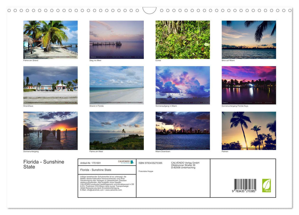 Florida - Sunshine State (CALVENDO Wandkalender 2025)