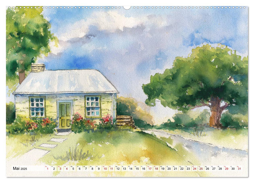 Neuseeland in Aquarell (CALVENDO Premium Wandkalender 2025)