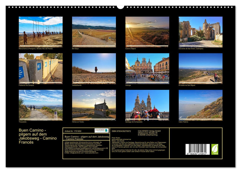 Buen Camino - pilgern auf dem Jakobsweg - Camino Francés (CALVENDO Premium Wandkalender 2025)