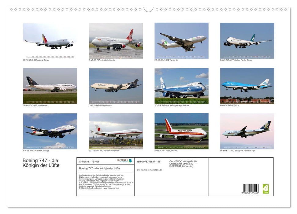 Boeing 747 - die Königin der Lüfte (CALVENDO Wandkalender 2025)