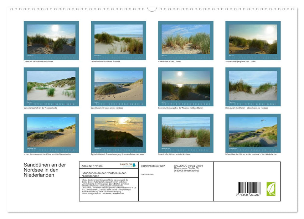 Sanddünen an der Nordsee in den Niederlanden (CALVENDO Premium Wandkalender 2025)