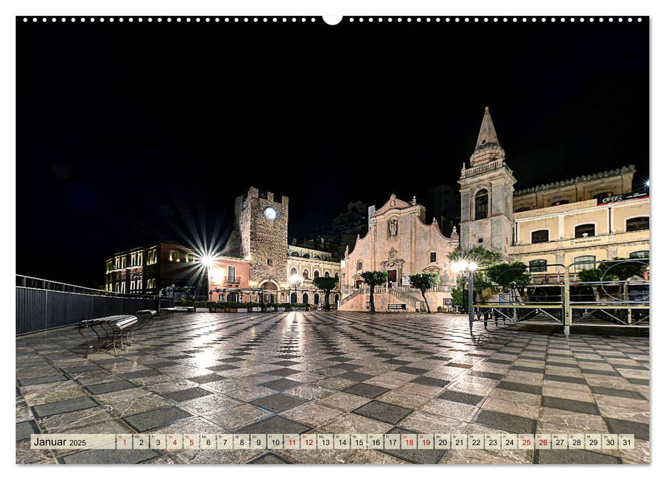 Taormina zur blauen Stunde (CALVENDO Premium Wandkalender 2025)