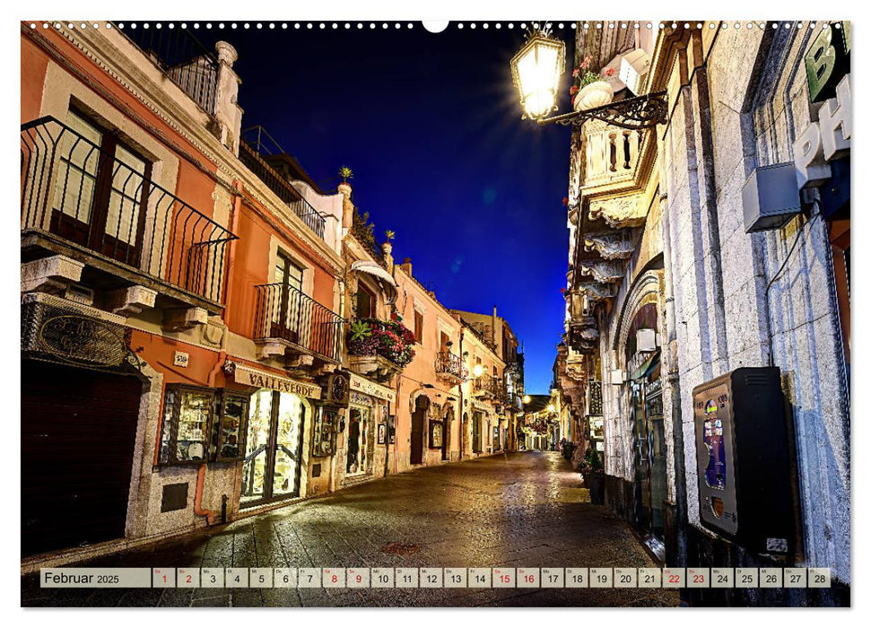 Taormina zur blauen Stunde (CALVENDO Premium Wandkalender 2025)