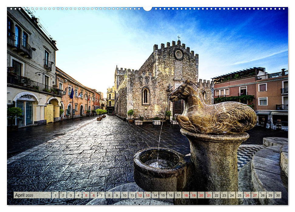 Taormina zur blauen Stunde (CALVENDO Premium Wandkalender 2025)