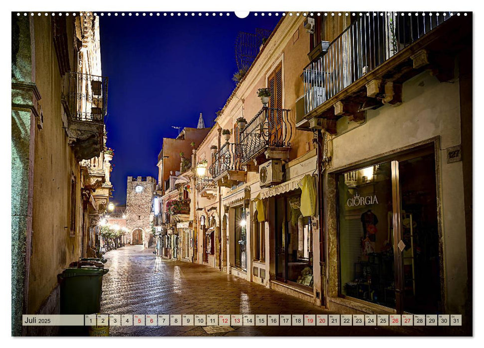 Taormina zur blauen Stunde (CALVENDO Premium Wandkalender 2025)