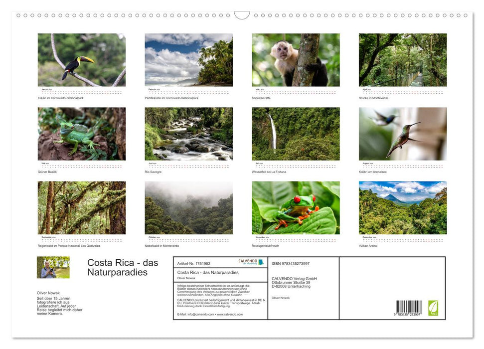 Costa Rica - das Naturparadies (CALVENDO Wandkalender 2025)