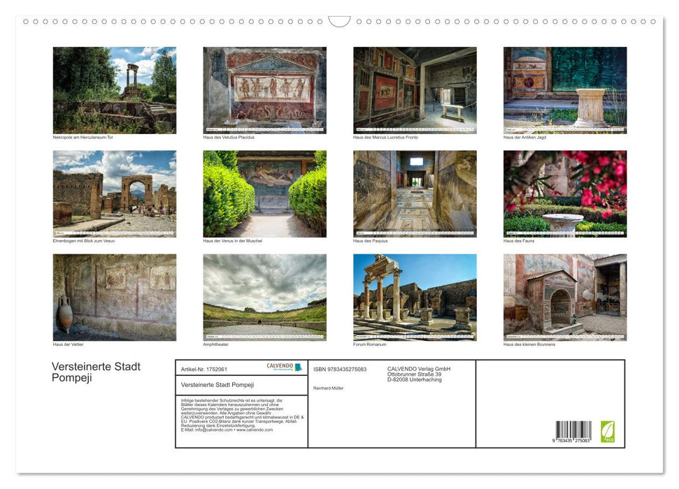 Versteinerte Stadt Pompeji (CALVENDO Wandkalender 2025)