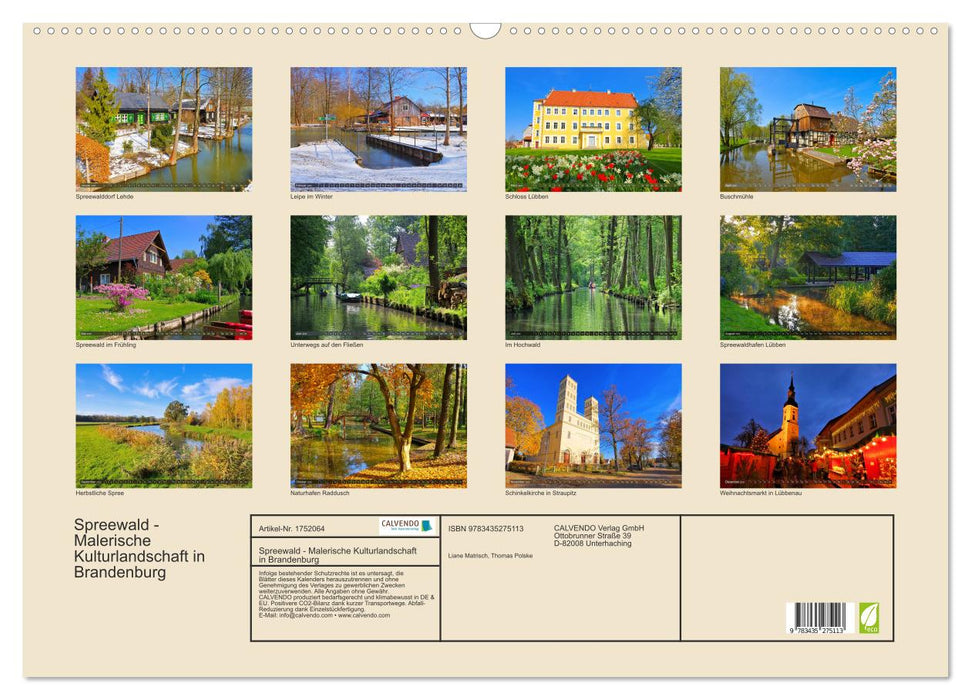 Spreewald - Malerische Kulturlandschaft in Brandenburg (CALVENDO Wandkalender 2025)