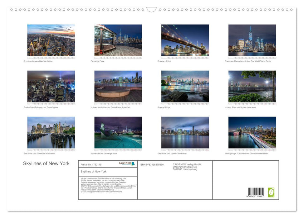 Skylines of New York (CALVENDO Wandkalender 2025)