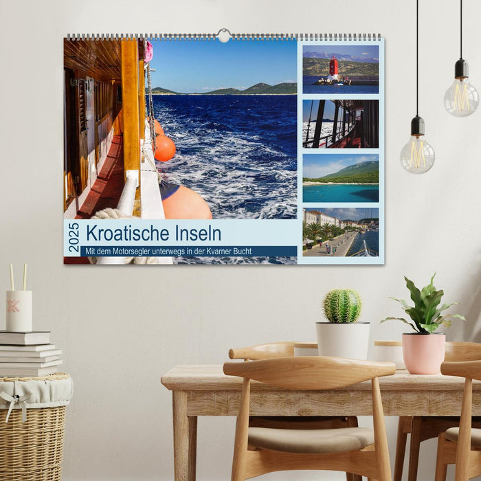 Kroatische Inseln - Mit dem Motorsegler unterwegs in der Kvarner Bucht (CALVENDO Wandkalender 2025)