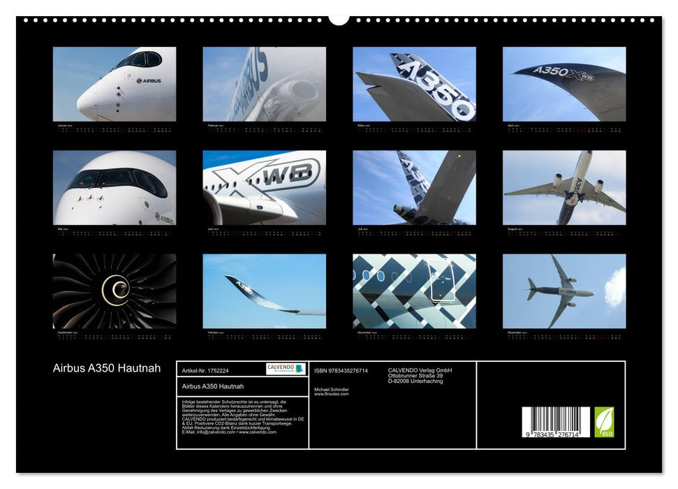 Airbus A350 Hautnah (CALVENDO Premium Wandkalender 2025)