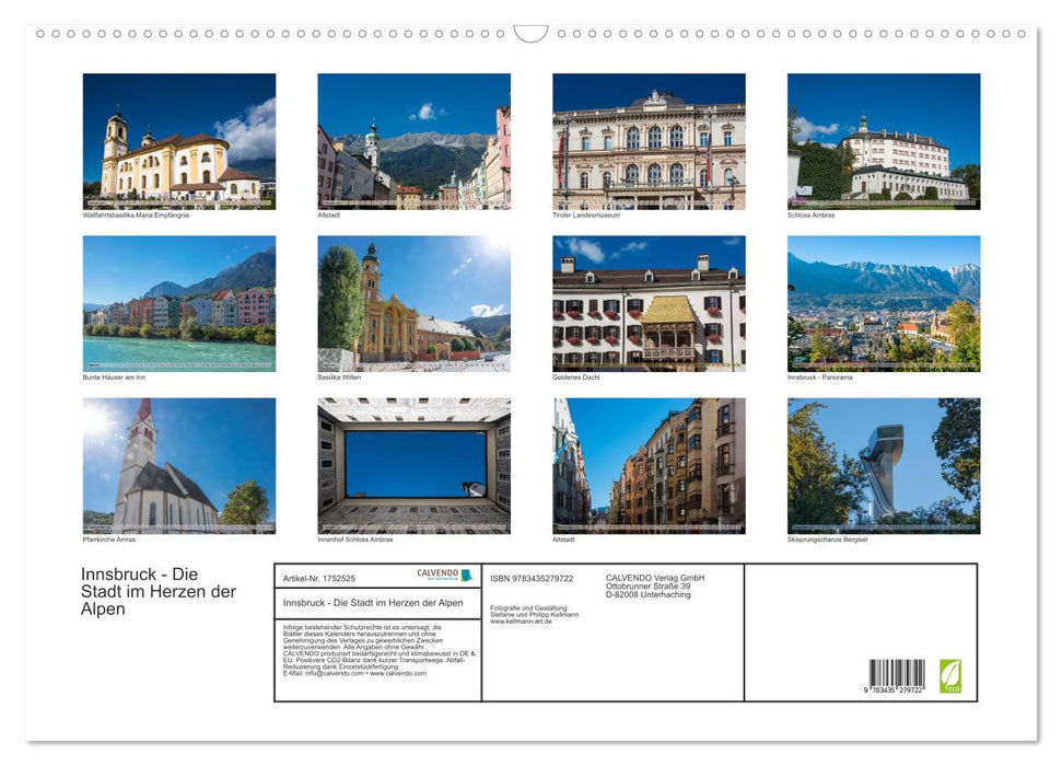 Innsbruck - Die Stadt im Herzen der Alpen (CALVENDO Wandkalender 2025)