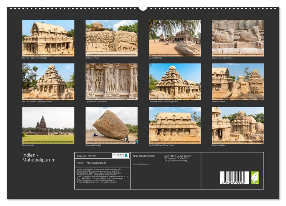 Indien - Mahabalipuram (CALVENDO Premium Wandkalender 2025)