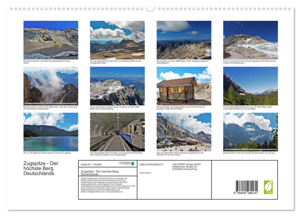 Zugspitze - Der höchste Berg Deutschlands (CALVENDO Premium Wandkalender 2025)