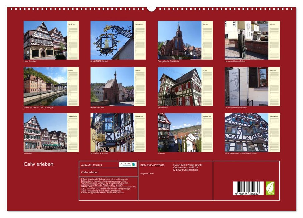 Calw erleben (CALVENDO Premium Wandkalender 2025)