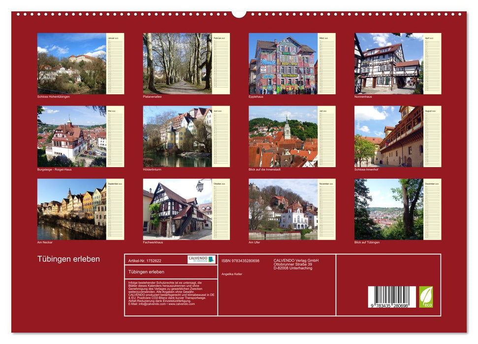 Tübingen erleben (CALVENDO Premium Wandkalender 2025)