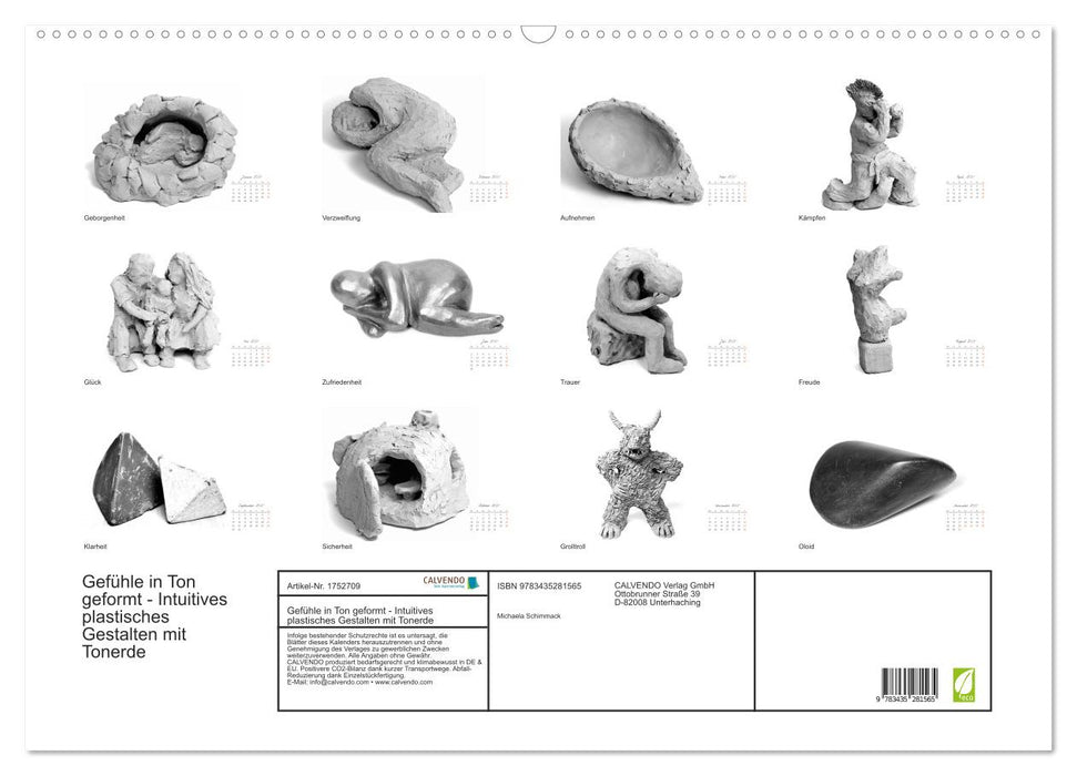 Gefühle in Ton geformt - Intuitives plastisches Gestalten mit Tonerde (CALVENDO Wandkalender 2025)