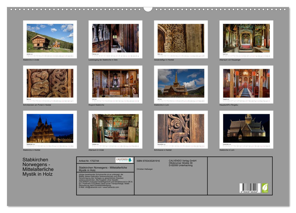 Stabkirchen Norwegens - Mittelalterliche Mystik in Holz (CALVENDO Wandkalender 2025)