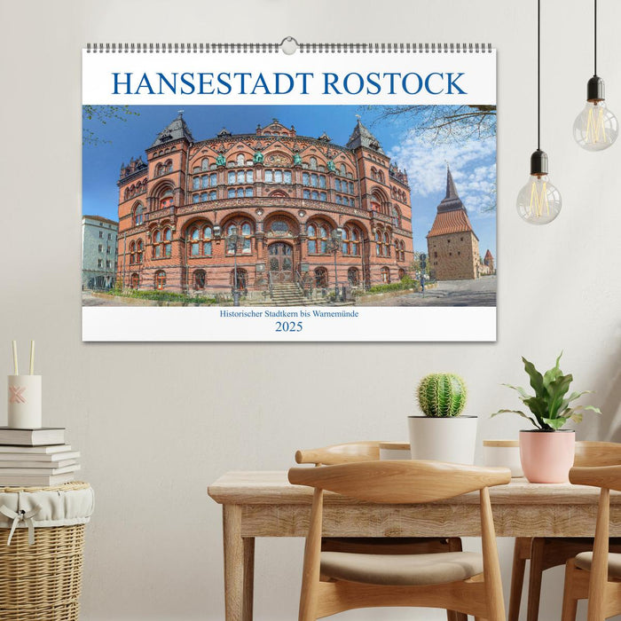 Hansestadt Rostock Historischer Stadtkern bis Warnemünde (CALVENDO Wandkalender 2025)